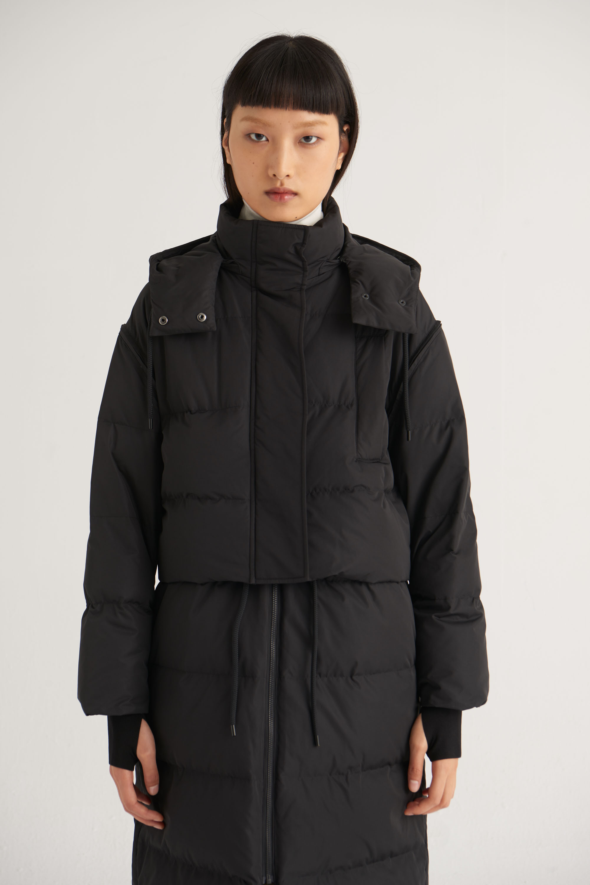 三合一长款连帽羽绒服 - cos官网