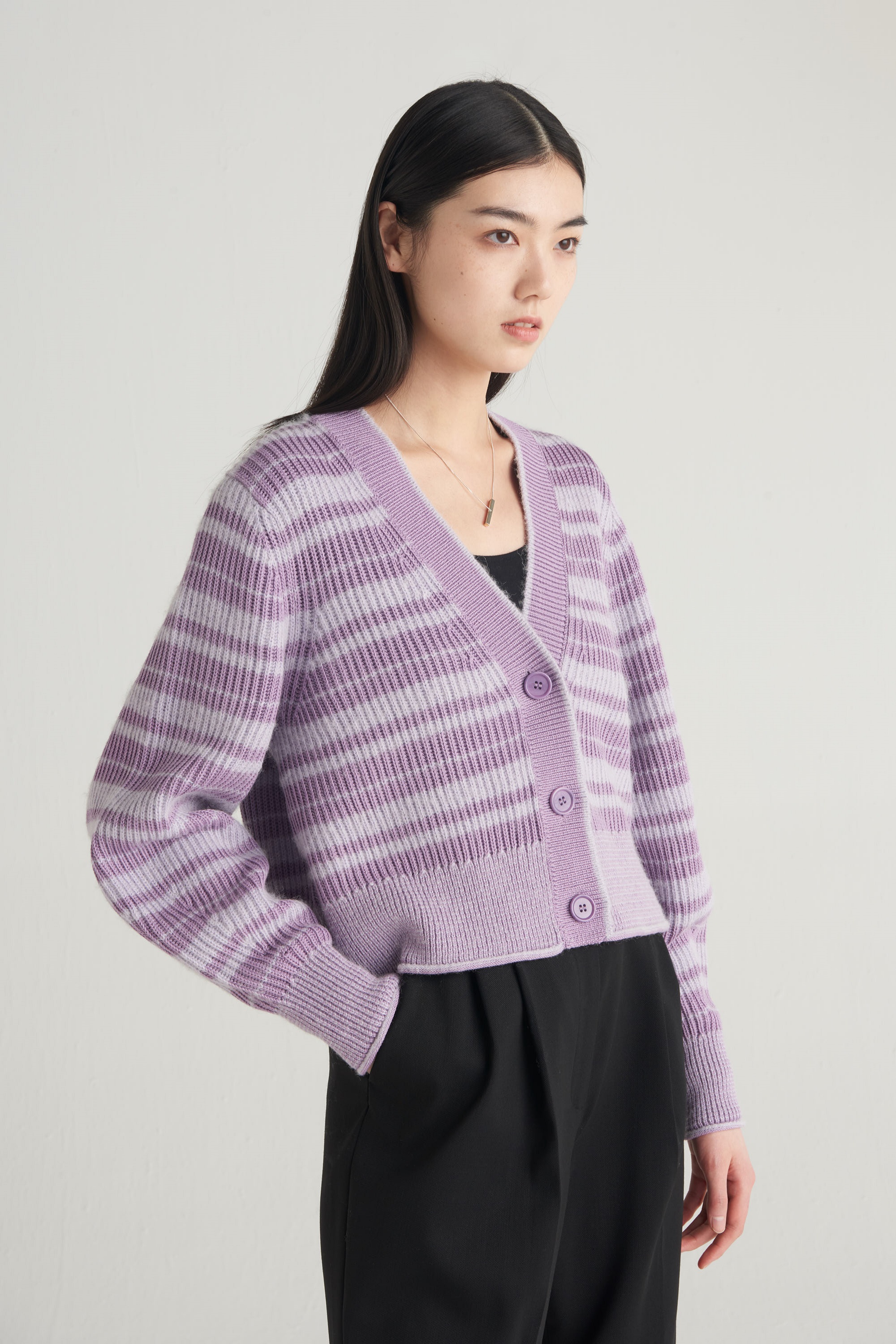 不规则条纹棉毛混纺开襟衫 - cos官网