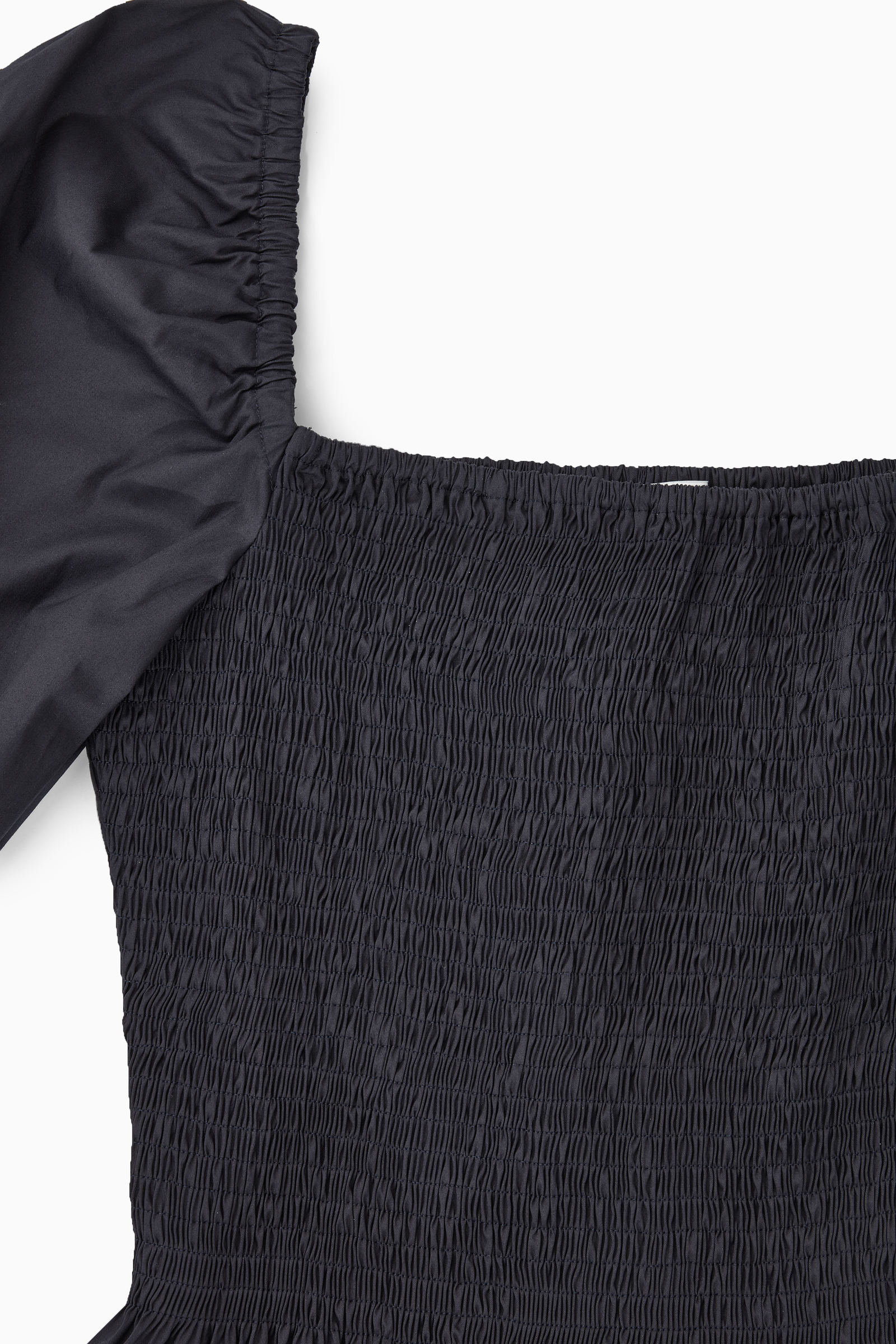 标准版型一字肩缩褶灯笼袖连衣裙- COS官网