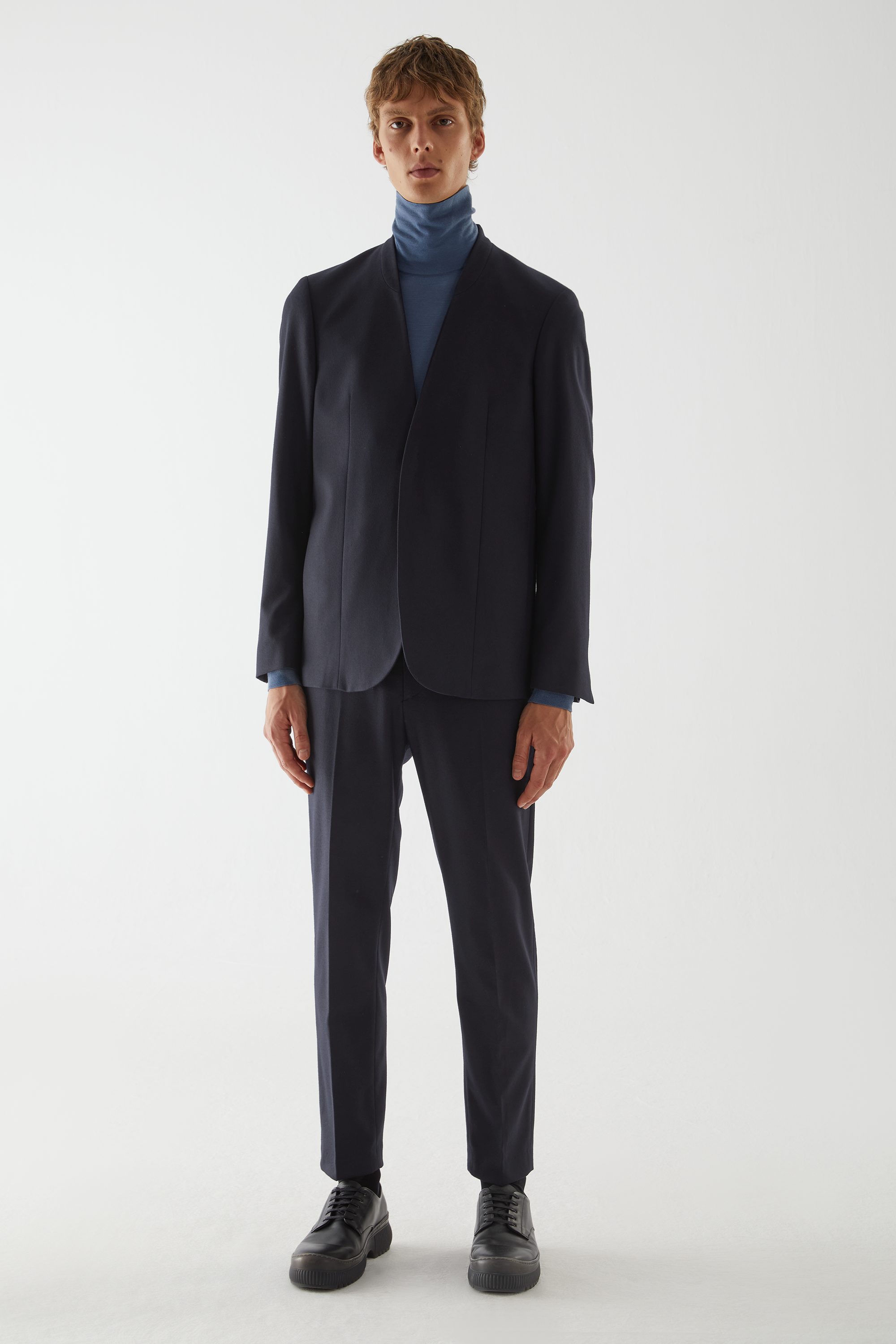 羊毛混纺无领西装外套 - cos官网