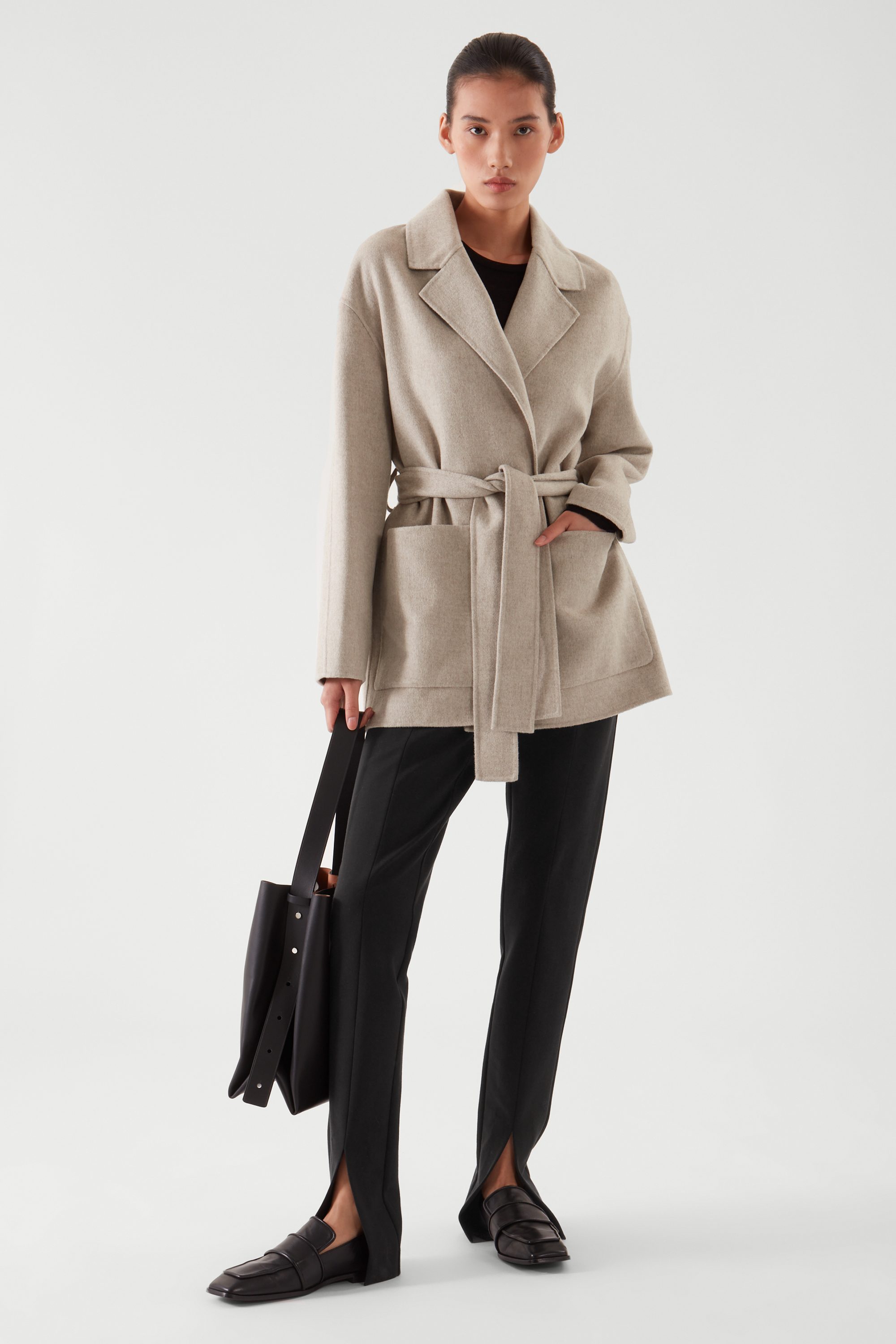 休闲翻驳领系带大衣 - cos官网